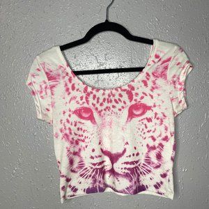White Tiger Ombre Pink and Purple Crop Top